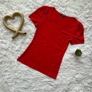 Express Red Fitted Short Sleeve T-Shirt
